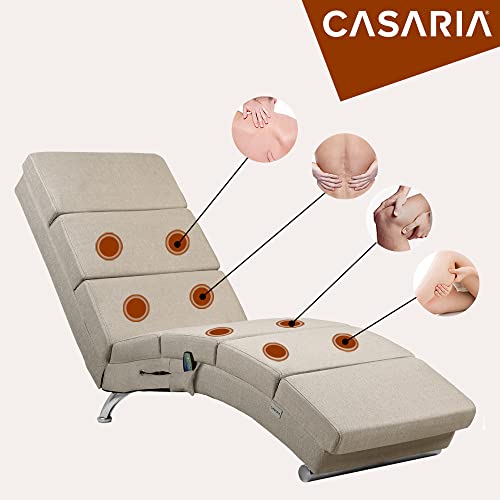 Casaria® Relaxliege XXL Massage Heizfunktion 186x 89x 55 cm Ergonomisch Stoff Gepolstert 180 kg Belastbarkeit Wohnzimmer Chaiselongue Relaxsessel Beige - 7