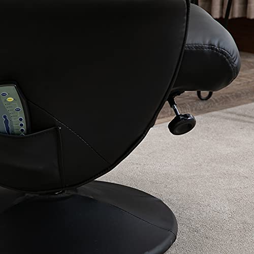 HOMCOM Relaxsessel mit Fußhocker Stauraum Liegefunktion Massagesessel TV-Sessel mit Massagefunktion Liegesessel Ergonomischer Stuhl mit 10 Vibrationpunkte Kunstleder Schwarz 76 x 81 x 105 cm - 9
