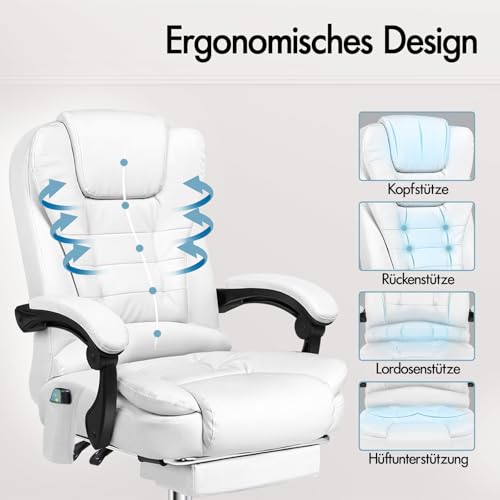 ALFORDSON Bürostuhl mit ergonomischer Lordosenstütze, Schreibtischstuhl mit Armlehne und Rückenlehne - 2