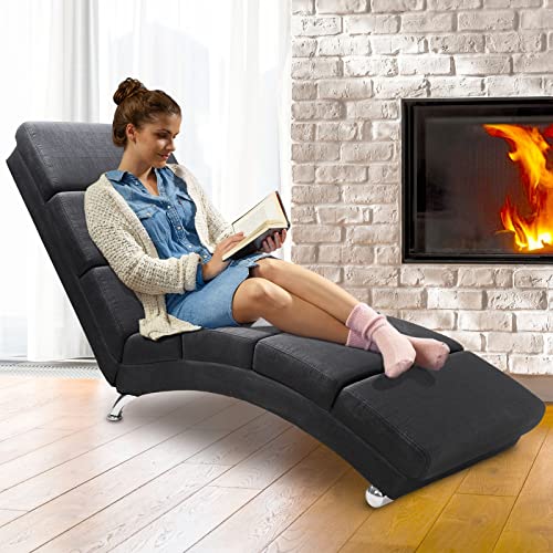 Casaria® Relaxliege XXL London 186x89x55 cm Ergonomisch Stoff Gepolstert 180 kg Belastbarkeit Wohnzimmer Büro Indoor Chaiselongue Relaxsessel Anthrazit - 2