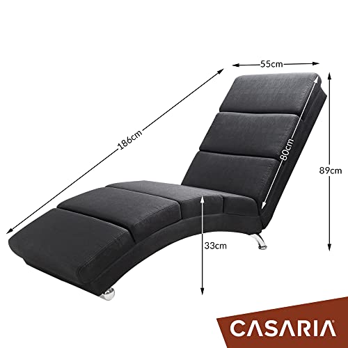 Casaria® Relaxliege XXL London 186x89x55 cm Ergonomisch Stoff Gepolstert 180 kg Belastbarkeit Wohnzimmer Büro Indoor Chaiselongue Relaxsessel Anthrazit - 3