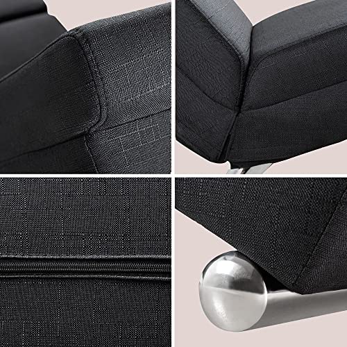 Casaria® Relaxliege XXL London 186x89x55 cm Ergonomisch Stoff Gepolstert 180 kg Belastbarkeit Wohnzimmer Büro Indoor Chaiselongue Relaxsessel Anthrazit - 5