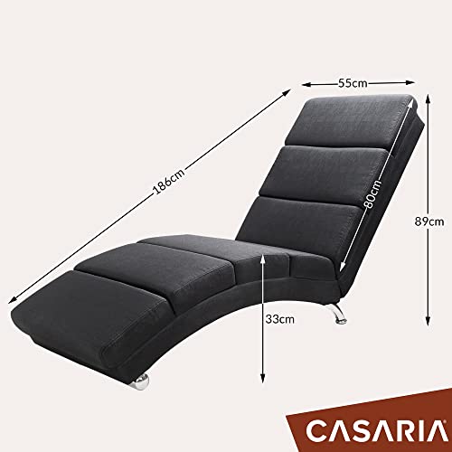 Casaria® Relaxliege XXL Massage Heizfunktion 186x89x55cm Ergonomisch Stoff Gepolstert 180kg Belastbarkeit Wohnzimmer Chaiselongue Relaxsessel Anthrazit - 3