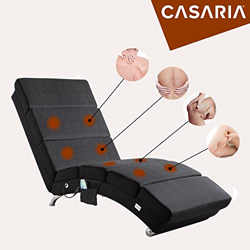 Casaria® Relaxliege XXL Massage Heizfunktion 186x89x55cm Ergonomisch Stoff Gepolstert 180kg Belastbarkeit Wohnzimmer Chaiselongue Relaxsessel Anthrazit - 5