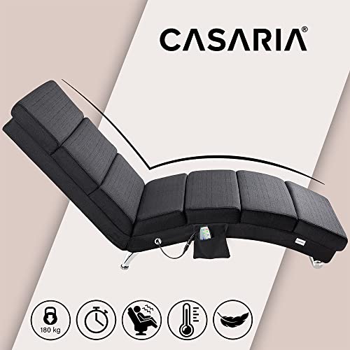 Casaria® Relaxliege XXL Massage Heizfunktion 186x89x55cm Ergonomisch Stoff Gepolstert 180kg Belastbarkeit Wohnzimmer Chaiselongue Relaxsessel Anthrazit - 6