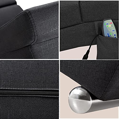Casaria® Relaxliege XXL Massage Heizfunktion 186x89x55cm Ergonomisch Stoff Gepolstert 180kg Belastbarkeit Wohnzimmer Chaiselongue Relaxsessel Anthrazit - 7