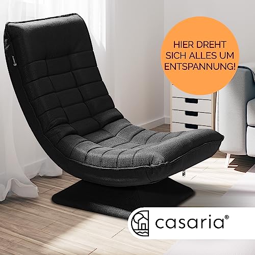 Casaria® Bodenstuhl verstellbare Rückenlehne 360° Drehbar Klappbar 150kg Belastbarkeit 60x105x87cm Gepolstert Wohnzimmer Gaming Relax Boden Sessel Schwarz - 3