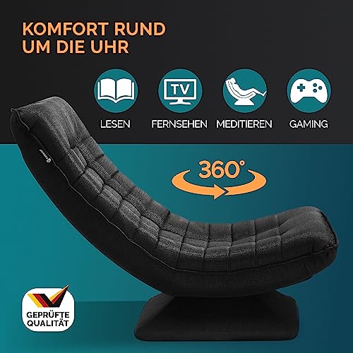 Casaria® Bodenstuhl verstellbare Rückenlehne 360° Drehbar Klappbar 150kg Belastbarkeit 60x105x87cm Gepolstert Wohnzimmer Gaming Relax Boden Sessel Schwarz - 4