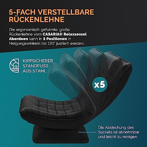 Casaria® Bodenstuhl verstellbare Rückenlehne 360° Drehbar Klappbar 150kg Belastbarkeit 60x105x87cm Gepolstert Wohnzimmer Gaming Relax Boden Sessel Schwarz - 6