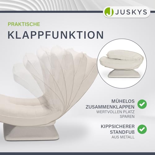 Juskys Relaxsessel Korsika - Ergonomisch & 360° drehbar, klappbar mit 5-lagiger Polsterung - Gemütlicher Cord Sessel für Wohnzimmer - Beige - 4