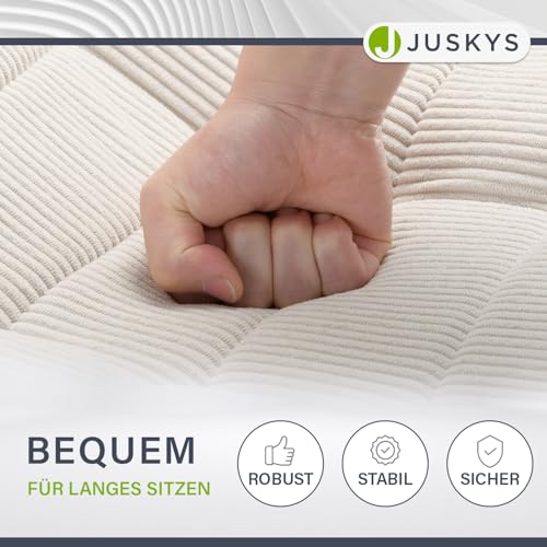 Juskys Relaxsessel Korsika - Ergonomisch & 360° drehbar, klappbar mit 5-lagiger Polsterung - Gemütlicher Cord Sessel für Wohnzimmer - Beige - 7