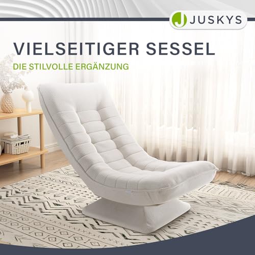 Juskys Relaxsessel Korsika - Ergonomisch & 360° drehbar, klappbar mit 5-lagiger Polsterung - Gemütlicher Cord Sessel für Wohnzimmer - Beige - 8