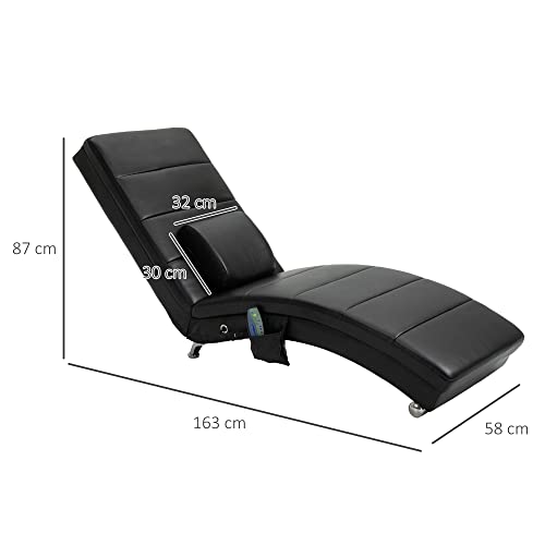 HOMCOM Relaxliege mit Massagefunktion Loungesessel Ergonomisch hohe Rückenlehn, mit Massagefunktion und Kissen mit Zero-G Design Lounge Sessel Kunstleder Metall Schaumstoff Schwarz 58 x 163 x 87 cm - 3