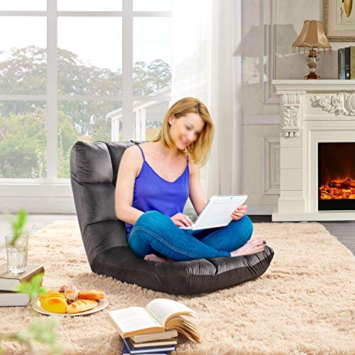 Yaheetech Bodenstuhl Faltbar, Lazy Sofa, Relaxsessel klappbar, Meditationsstuhl, Bodensessel mit Verstellbarer Lehne, Lesesessel für Zuhause oder Büro Grau - 2