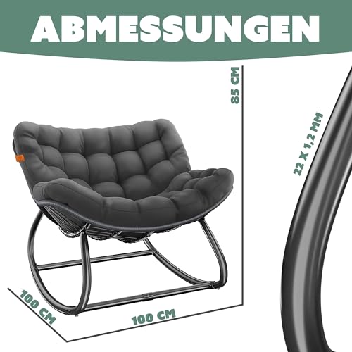 KESSER® Schaukelstuhl für drinnen & draußen ergonomischer Schaukelsessel | maximale Belastung von 120kg - 2