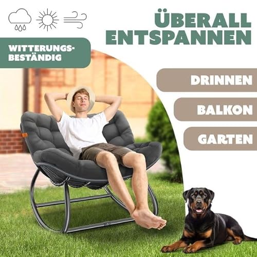 KESSER® Schaukelstuhl für drinnen & draußen ergonomischer Schaukelsessel | maximale Belastung von 120kg - 5