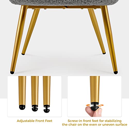 Yaheetech Ohrensessel mit Hocker Polyester-Bezug, Fernsehsessel Armlehnensessel Polstersessel Relaxsessel Cocktailsessel Teddy-Plüsch Stilvolles Design Grau - 8