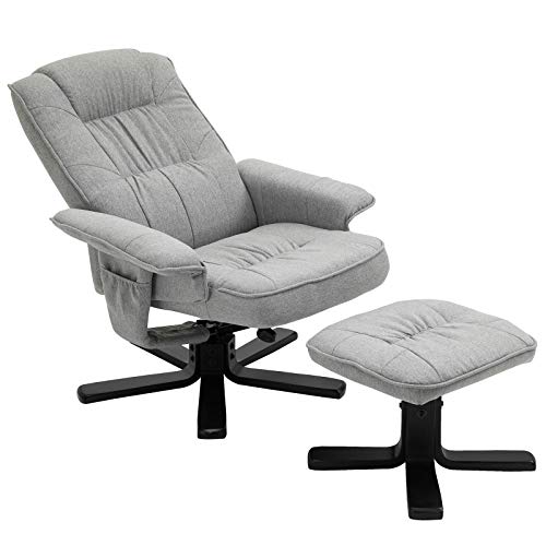 IDIMEX Relaxsessel Charly, schöner Fernsehsessel mit Hocker, bequemer Drehsessel mit verneigungsverstellbarer Rückenlehne, gepolsteter Polstersessel mit Stoffbezug grau/schwarz - 4