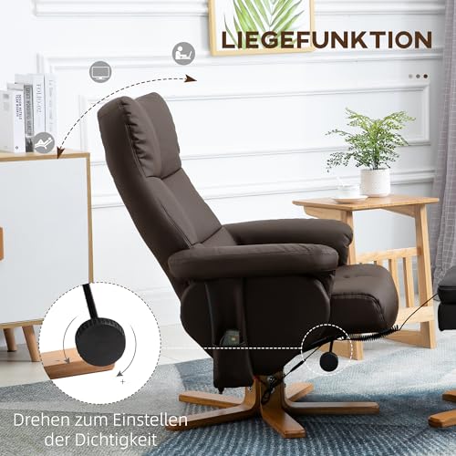 HOMCOM Massagesessel mit Liegefunktion Relaxsessel mit Fußhocker TV Sessel Fernsehsessel 145°-Neigebarer Liegesessel mit 10 Vibrationpunkte Ergonomischer Stuhl Kunstleder Braun 80 x 86 x 99 cm - 5
