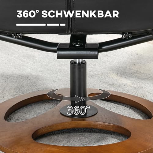 HOMCOM Relaxsessel mit Hocker, Fernsehsessel, Polstersessel, TV Sessel mit Liegefunktion, 130° neigbar, für Wohnzimmer, Freizeitraum, Kunstleder Schwarz, 77 x 89 x 110 cm - 6