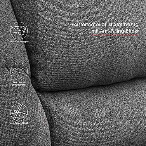 M MCombo Fernsehsessel mit Aufstehhilfe Elektrisch, Relaxsessel mit Liegefunktion, Seniorensessel für Wohnzimmer, TV Sessel mit Liegefunktion bis 140°, mit USB, Retro 7286 (Stoff, Grau) - 6