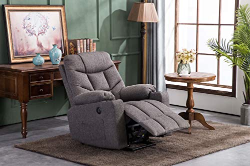 M MCombo Fernsehsessel mit Aufstehhilfe Elektrisch, Relaxsessel mit Liegefunktion, Seniorensessel für Wohnzimmer, TV Sessel mit Liegefunktion bis 140°, mit USB, Retro 7286 (Stoff, Grau) - 8