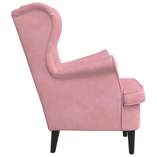 vidaXL Sessel, Relaxsessel mit gepolstertem Sitz Armlehnen, Fernsehsessel Loungesessel für Wohnzimmer, Polstersessel Ruhesessel, Rosa Samt - 6