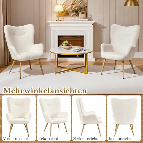 Yaheetech Ohrensessel eleganter Armsessel Polsterstuhl mit klappbare Rückenlehne Lehnsessel bis 136 kg belastbar Sessel - 9