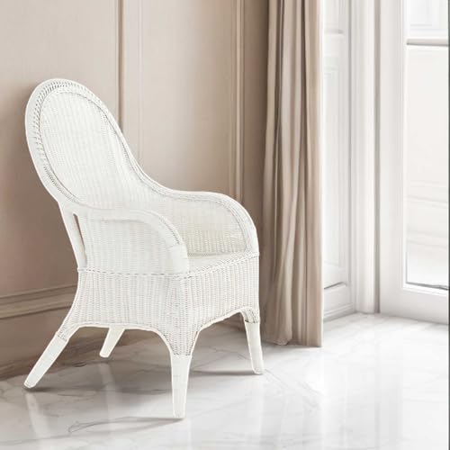 korb.outlet Bequemer Rattansessel mit hoher Rückenlehne Rattan Rattanstuhl Lounge mit Breiten Armlehnen (Weiß, ohne Polster) - 2