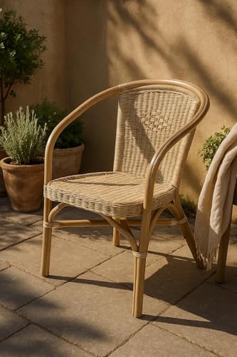 Kobolo Rattansessel Valencia Korbsessel Korbstuhl mit Armlehne – Natur - 2