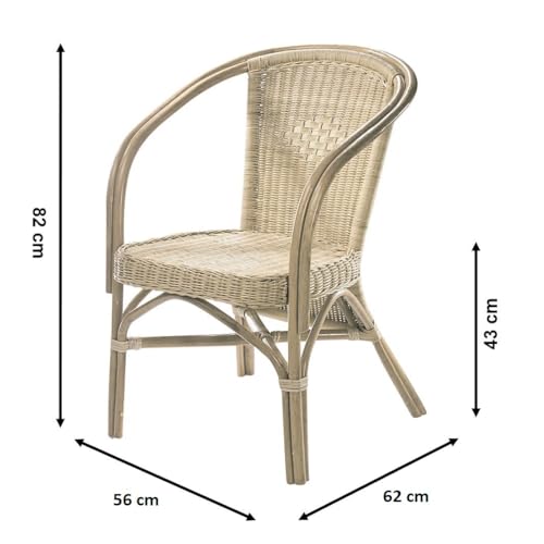 Kobolo Rattansessel Valencia Korbsessel Korbstuhl mit Armlehne – Natur - 2
