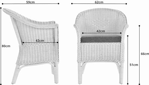 korb.outlet Rattan-Sessel Natur Esszimmersessel Korb-Sessel Rattanmöbel Rattansessel Rattanstuhl mit Armlehnen Lounge Flechtsessel (Honig-Gelb, mit Polster) - 3