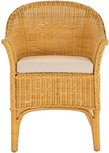 korb.outlet Rattan-Sessel Natur Esszimmersessel Korb-Sessel Rattanmöbel Rattansessel Rattanstuhl mit Armlehnen Lounge Flechtsessel (Honig-Gelb, mit Polster) - 4