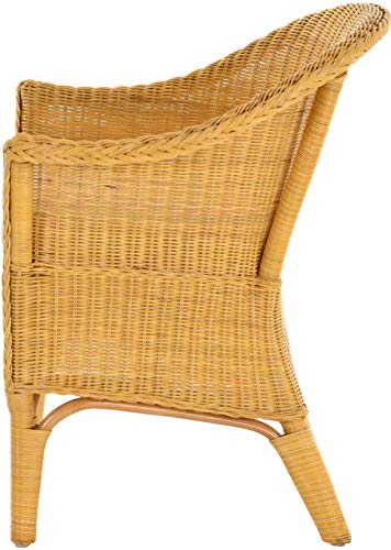 korb.outlet Rattan-Sessel Natur Esszimmersessel Korb-Sessel Rattanmöbel Rattansessel Rattanstuhl mit Armlehnen Lounge Flechtsessel (Honig-Gelb, mit Polster) - 5