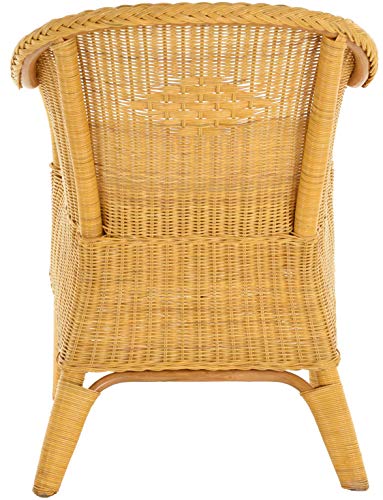 korb.outlet Rattan-Sessel Natur Esszimmersessel Korb-Sessel Rattanmöbel Rattansessel Rattanstuhl mit Armlehnen Lounge Flechtsessel (Honig-Gelb, mit Polster) - 6