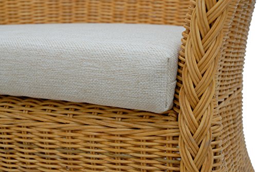 korb.outlet Rattan-Sessel Natur Esszimmersessel Korb-Sessel Rattanmöbel Rattansessel Rattanstuhl mit Armlehnen Lounge Flechtsessel (Honig-Gelb, mit Polster) - 7