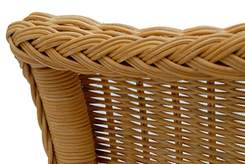 korb.outlet Rattan-Sessel Natur Esszimmersessel Korb-Sessel Rattanmöbel Rattansessel Rattanstuhl mit Armlehnen Lounge Flechtsessel (Honig-Gelb, mit Polster) - 8