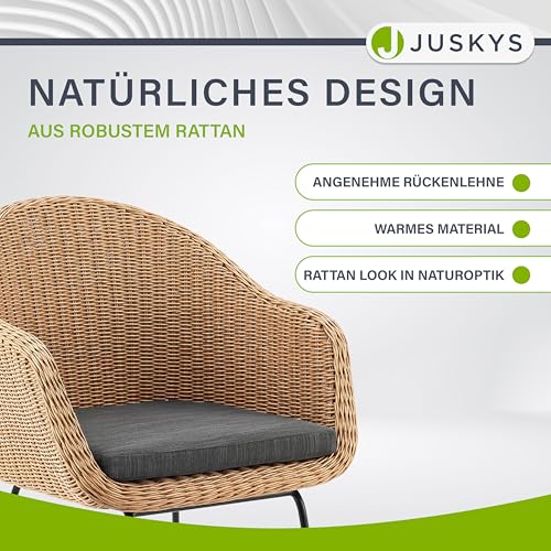 Juskys Rattan Korbsessel Cody 2er Set mit Kissen – Indoor & Outdoor Rattanstühle – Korbstuhl- Korbstühle modern – Stühle Natur - 4