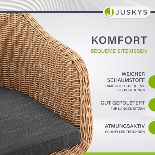 Juskys Rattan Korbsessel Cody 2er Set mit Kissen - Indoor & Outdoor Rattanstühle - Korbstuhl bis 100 kg belastbar - Korbstühle modern - Stühle Natur - 6