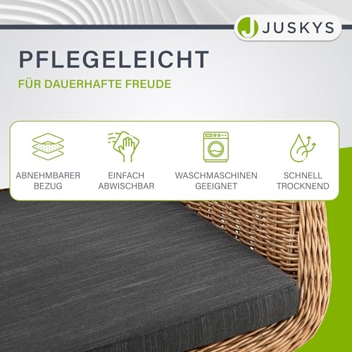 Juskys Rattan Korbsessel Cody 2er Set mit Kissen - Indoor & Outdoor Rattanstühle - Korbstuhl bis 100 kg belastbar - Korbstühle modern - Stühle Natur - 8