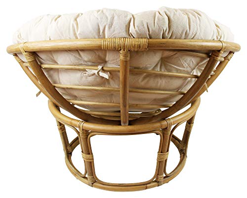 FRANK FLECHTWAREN Rattan Sessel rund Relaxsessel Papasan, 3-teilig Ø 90 x 50 cm, Fuß Ø 65 x 31 cm, - 2