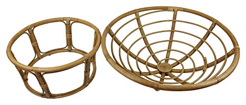 FRANK FLECHTWAREN Rattan Sessel rund Relaxsessel Papasan, 3-teilig Ø 90 x 50 cm, Fuß Ø 65 x 31 cm, - 4