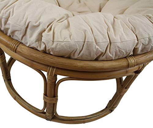 FRANK FLECHTWAREN Rattan Sessel rund Relaxsessel Papasan, 3-teilig Ø 90 x 50 cm, Fuß Ø 65 x 31 cm, - 6