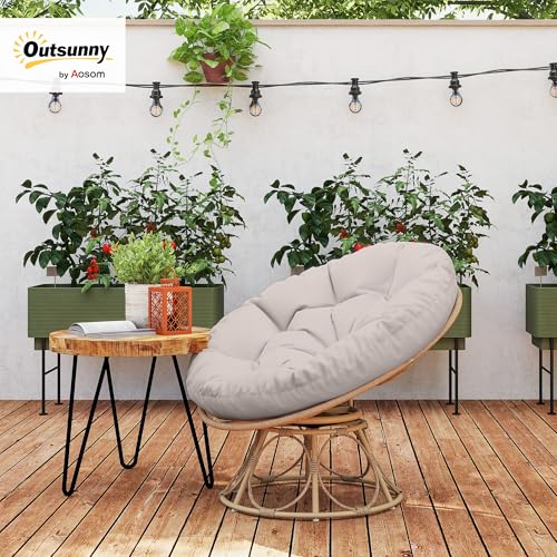 Outsunny Papasansessel Rattan 360° drehbar Korbsessel mit Sitzkissen Durchmesser 100 cm runder Outdoor Rattansessel Drehsessel Loungesessel Liegesessel für Wohnzimmer Garten Balkon Hellgrau - 2