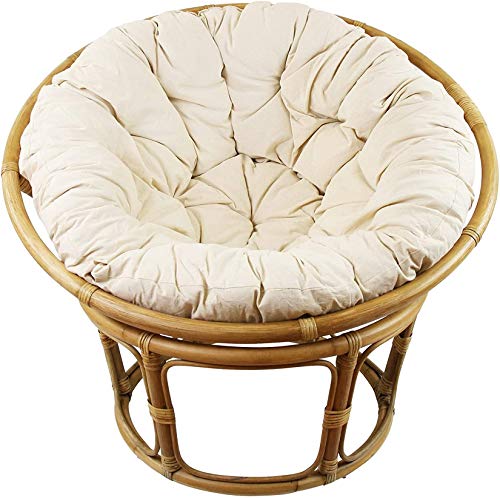Dekoleidenschaft Papasan-Sessel aus Rattan, braun, inkl. Kissen aus Baumwolle, beige, Rexalsessel für Wohnzimmer oder Wintergarten, Korbsessel Liegesessel - 3