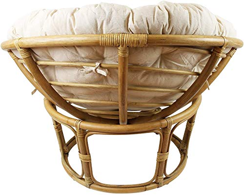 Dekoleidenschaft Papasan-Sessel aus Rattan, braun, inkl. Kissen aus Baumwolle, beige, Rexalsessel für Wohnzimmer oder Wintergarten, Korbsessel Liegesessel - 4