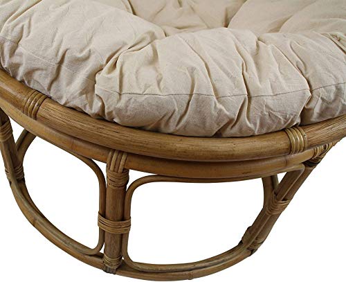 Dekoleidenschaft Papasan-Sessel aus Rattan, braun, inkl. Kissen aus Baumwolle, beige, Rexalsessel für Wohnzimmer oder Wintergarten, Korbsessel Liegesessel - 7