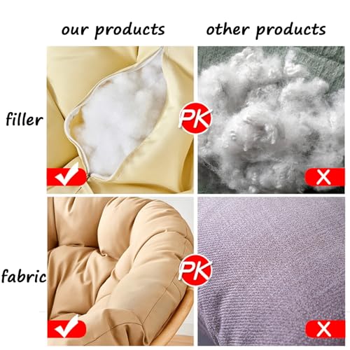 KIUGOP Papasansessel Kissen,Rund Papasan Sessel,Polster Für Papasansessel,Auflage,Polyrattan Sessel Hängesessel Kissen Papasan Stuhlkissen,Weiß,110x110cm - 3