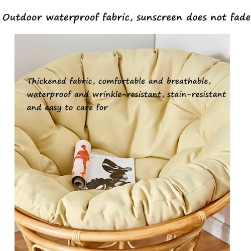 KIUGOP Papasansessel Kissen,Rund Papasan Sessel,Polster Für Papasansessel,Auflage,Polyrattan Sessel Hängesessel Kissen Papasan Stuhlkissen,Weiß,110x110cm - 6