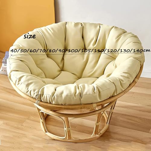 KIUGOP Papasansessel Kissen,Rund Papasan Sessel,Polster Für Papasansessel,Auflage,Polyrattan Sessel Hängesessel Kissen Papasan Stuhlkissen,Weiß,110x110cm - 7